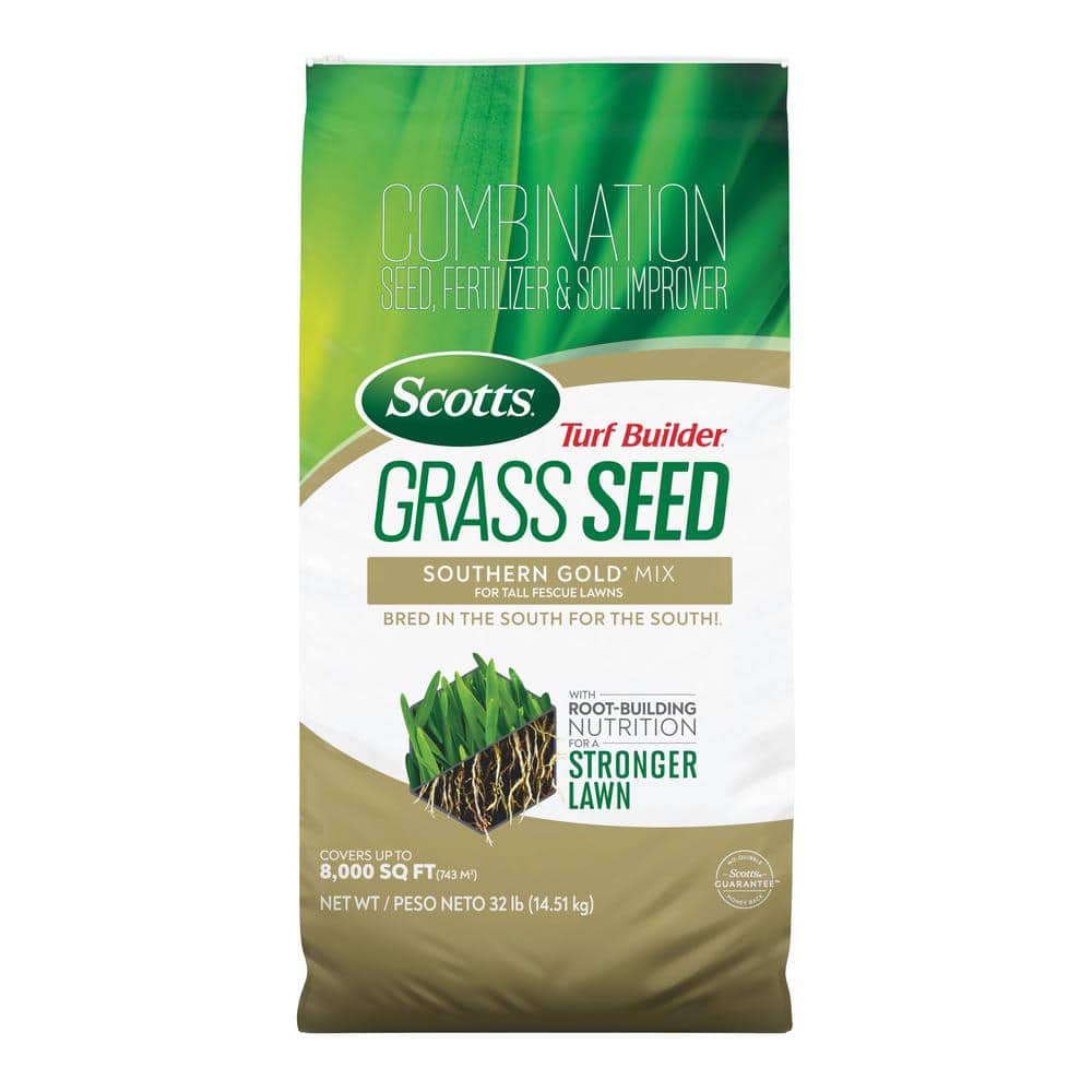 Turf Builder 32 lbs. Grass Seed Southern Gold Mix for Tall Fescue Lawns with Fertilizer and Soil Improver - Hercitys