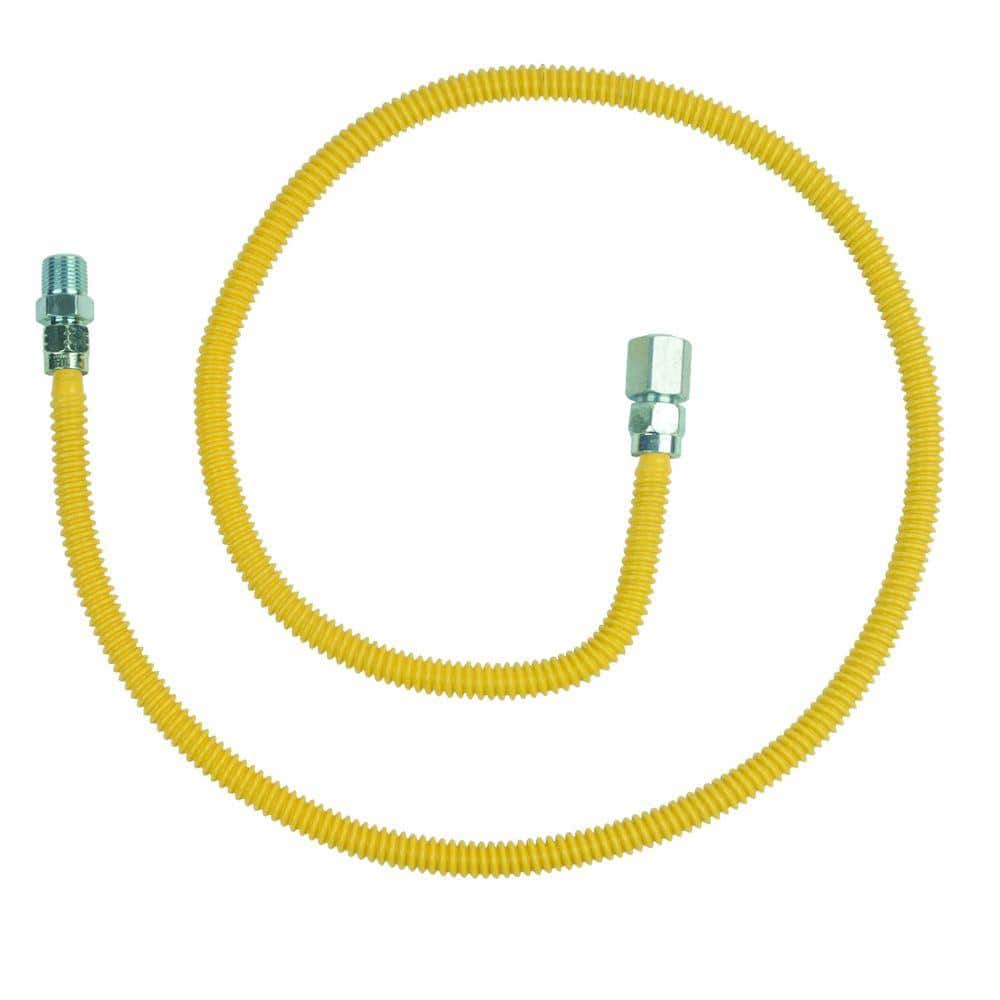 ProCoat 3/8 in. FIP x 3/8 in. MIP x 48 in. Stainless Steel Gas Connector 3/8 in. O.D. (28,300 BTU) - Hercitys