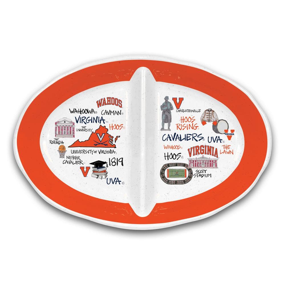 Virginia 16.5 in. Assorted Colors 2 Section Melamine Serving Platter - Hercitys