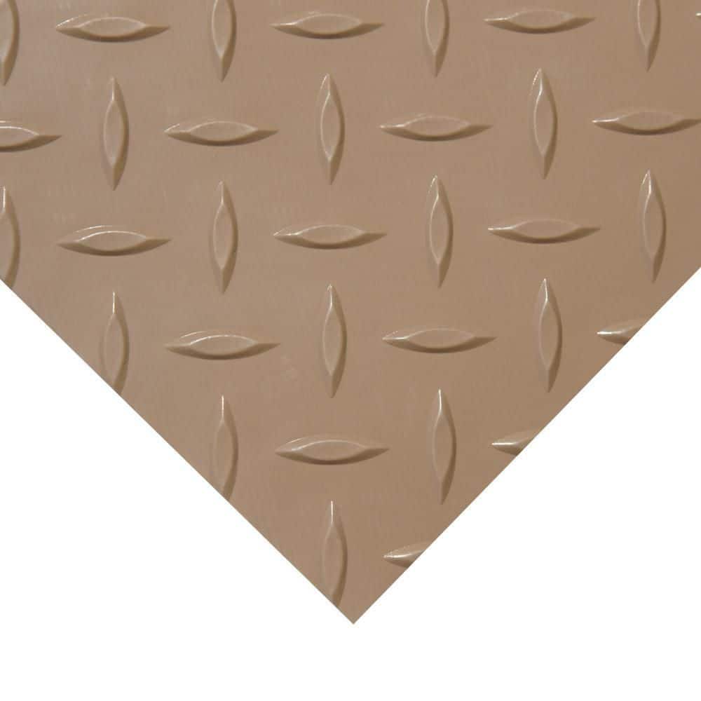 Diamond-Plate Metallic 4 ft. x 4 ft. Beige PVC Flooring (16 sq. ft.) - Hercitys