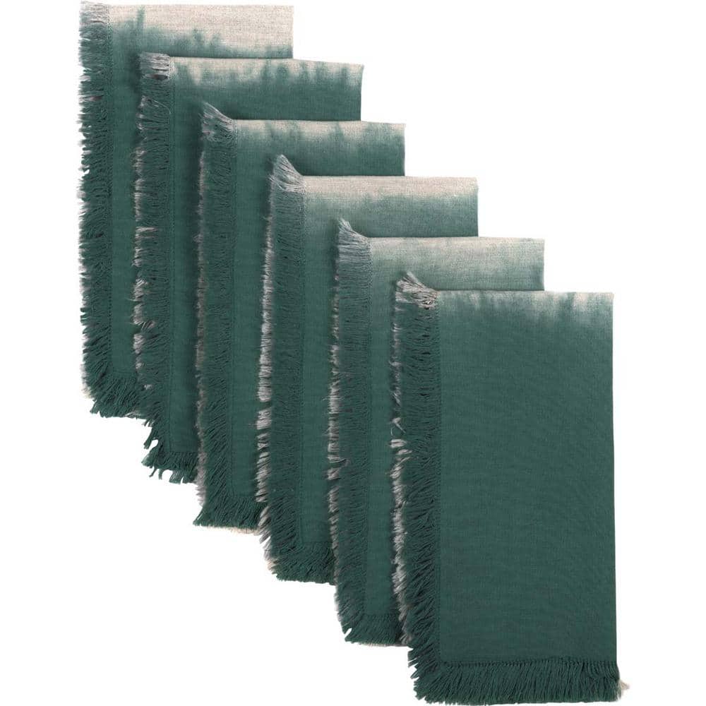 Jessa 18 in. W. x 18 in. Teal Ombre Cotton Napkins Set of 6 - Hercitys