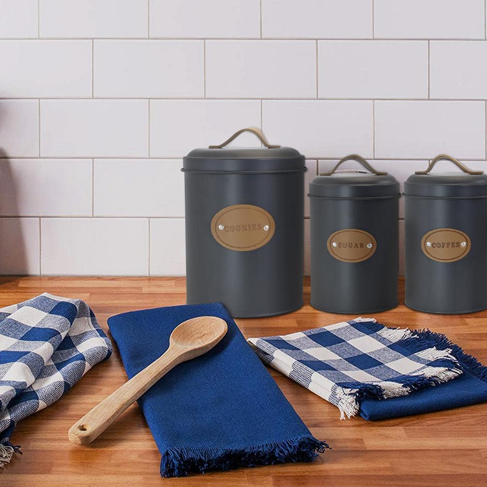 Kitchen Food Storage and Organization 5-Piece Metal Canister Set with Metal Lids - Hercitys