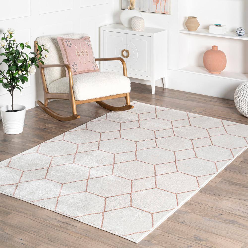 Veronica Geometric Light Pink 8 ft. 10 in. x 12 ft. Honeycomb Area Rug - Hercitys