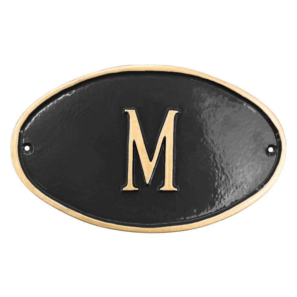 M Restroom Petite Oval Statement Plaque Black/Gold - Hercitys