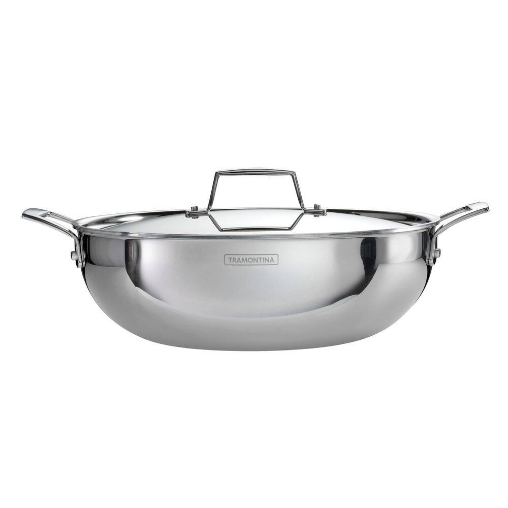 Utsava 6.25 Qt Tri-Ply Clad Stainless Steel Kadai with Lid – 12.4 in, Compatible with Gas, Induction & Oven – Cookware - Hercitys