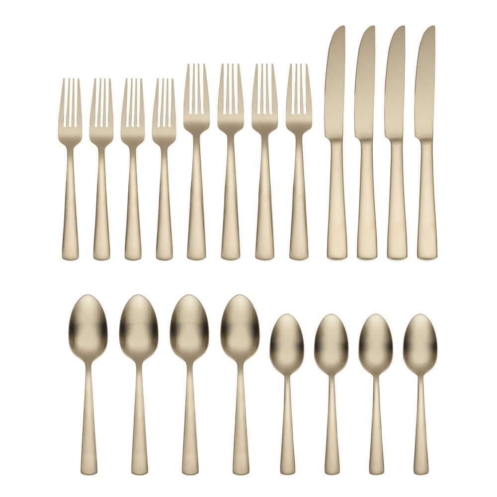 Aptitude 20-Piece Champagne 18/0-Stainless Steel Flatware Set (Service For 4) - Hercitys