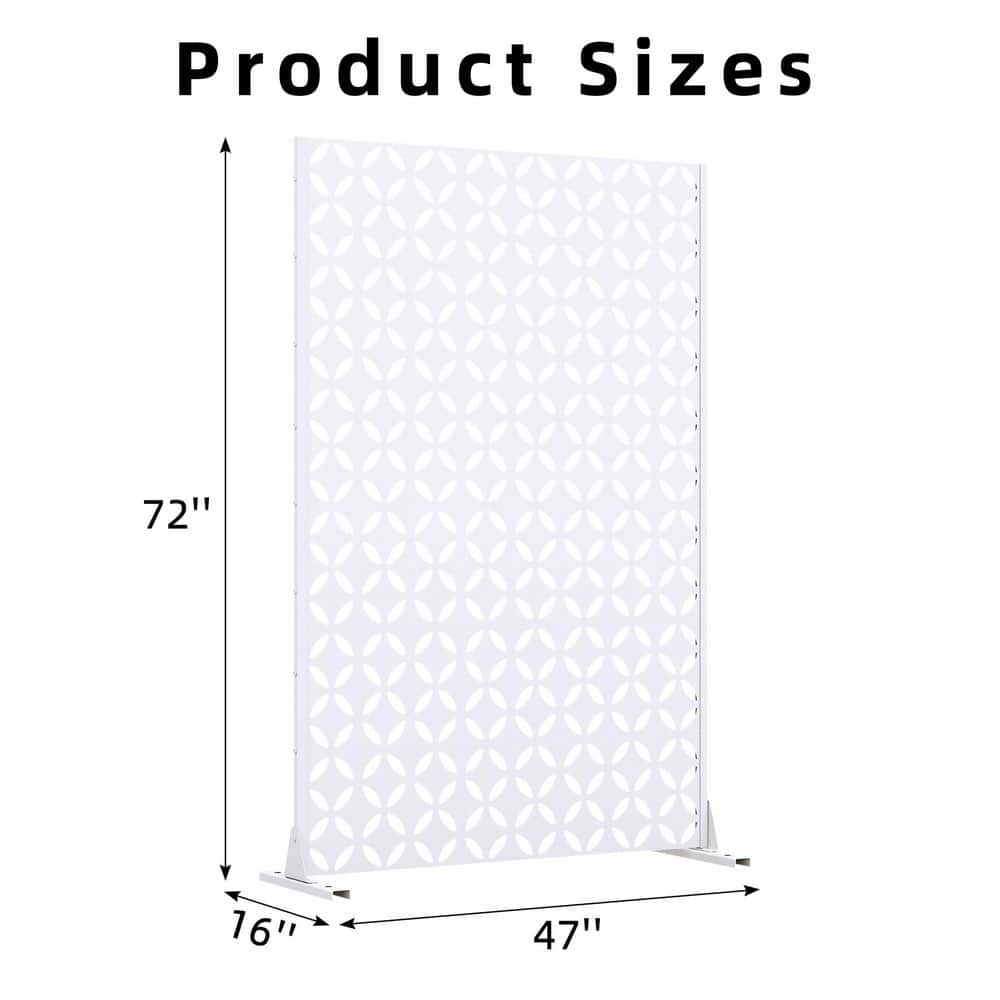 72 in. x 47 in. White Galvanized Steel Garden Fence - Hercitys