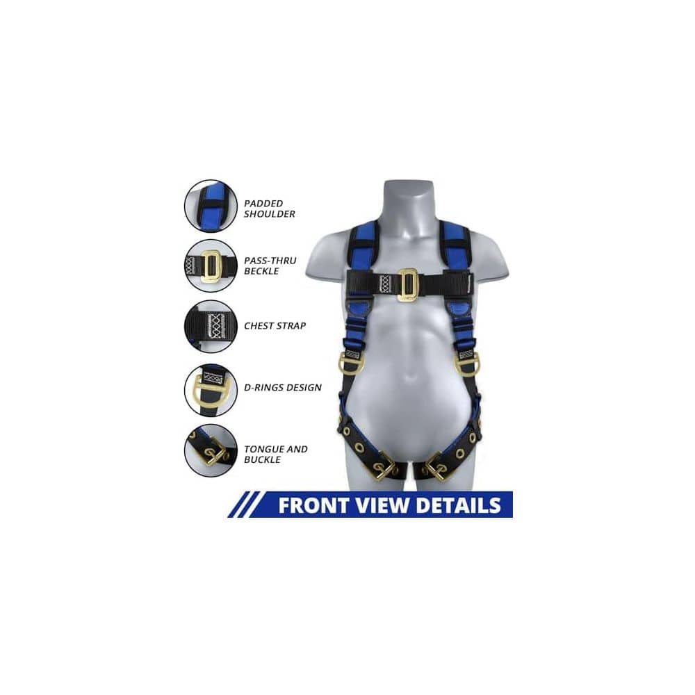 Safety Harness Fall Protection Arrest Climbing Roofing Belt with Padded D-Ring Grommet Legs OSHA ANSI Approved - Hercitys