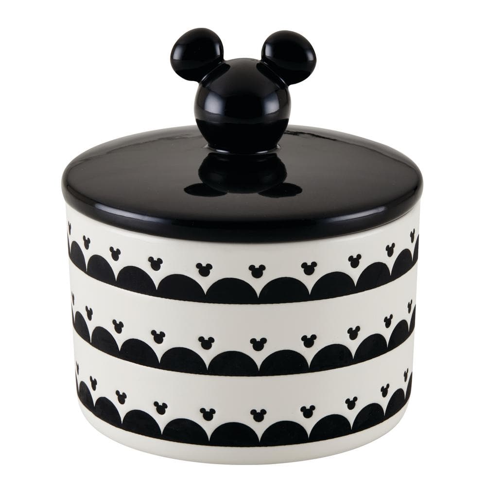 Monochrome Medium Ceramic Canister with Lid, 3.5 Cup, Black - Hercitys