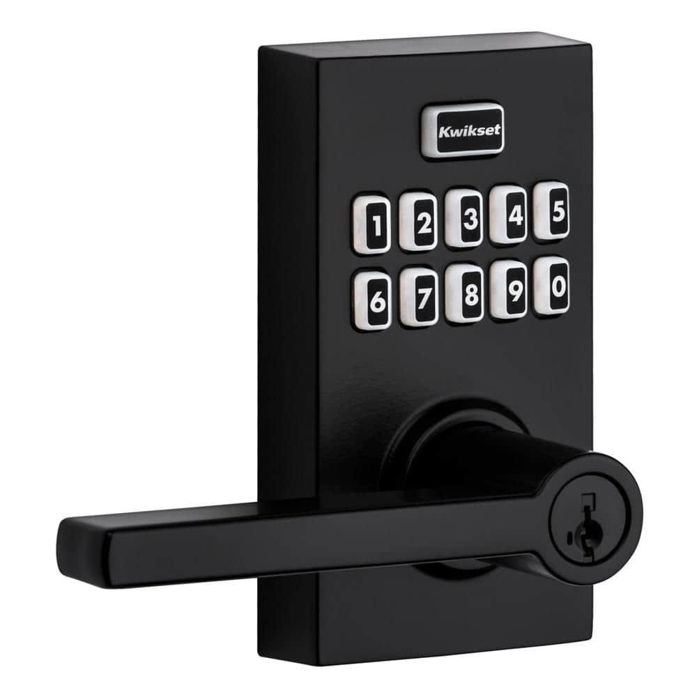 SmartCode 917 Matte Black Contemporary Keypad Electronic Single-Cylinder Halifax Door Handle Featuring SmartKey Security - Hercitys