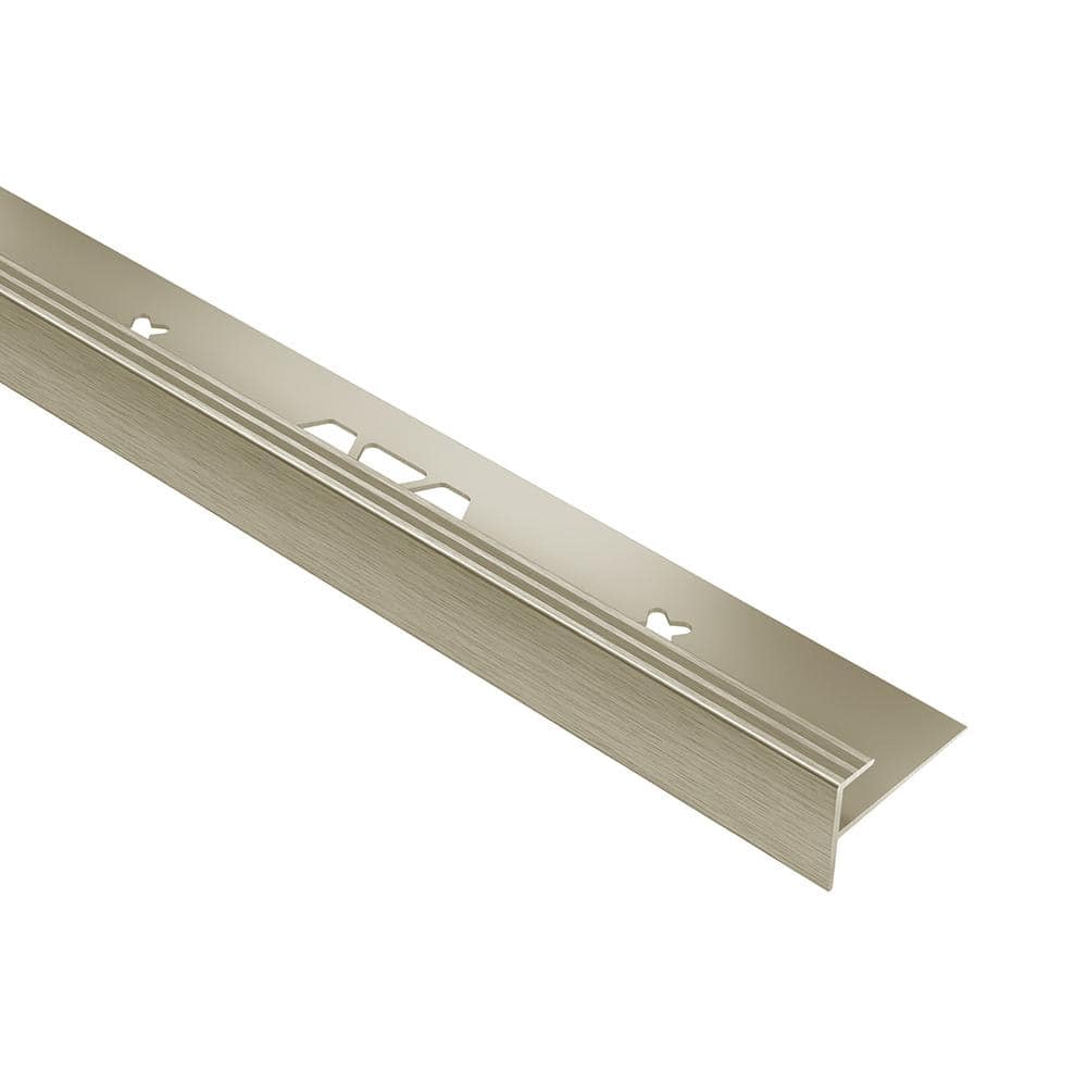 Vinpro-Step Brushed Nickel Anodized Aluminum 3/16 in. x 8 ft. 2-1/2 in. Metal Resilient Tile Edge Trim - Hercitys