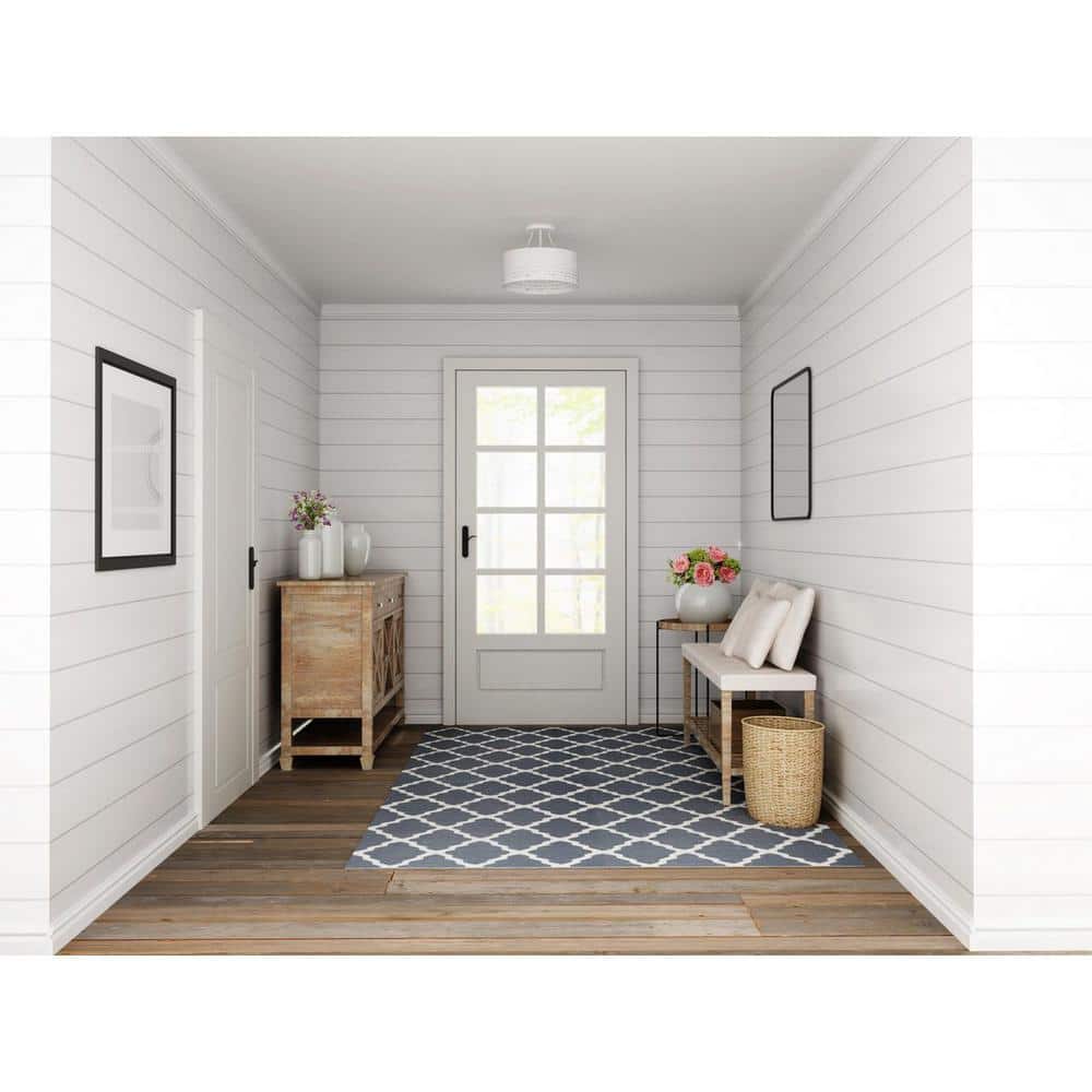 Sugar Reef 12 in. 2-Light Cottage White Semi-Flush Mount Ceiling Light - Hercitys