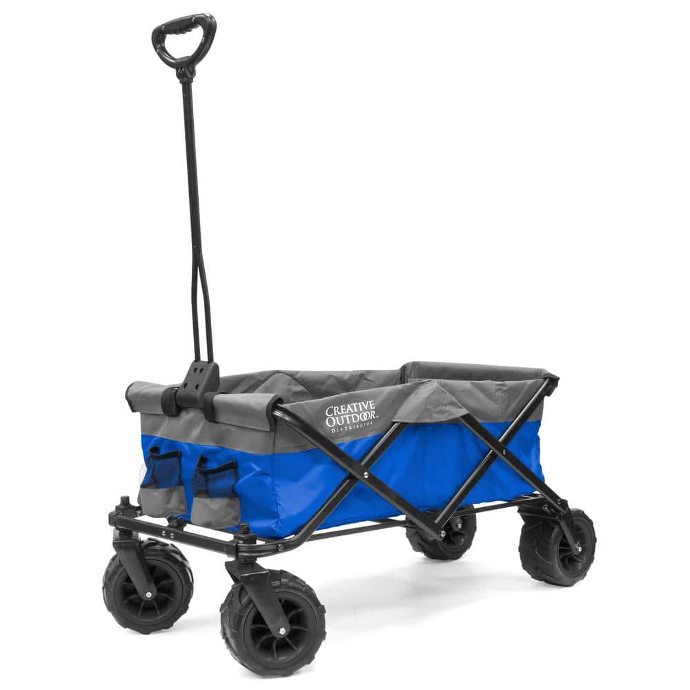 7 cu.ft. Metal Folding Garden Cart in 2-Tone Blue/Gray - Hercitys