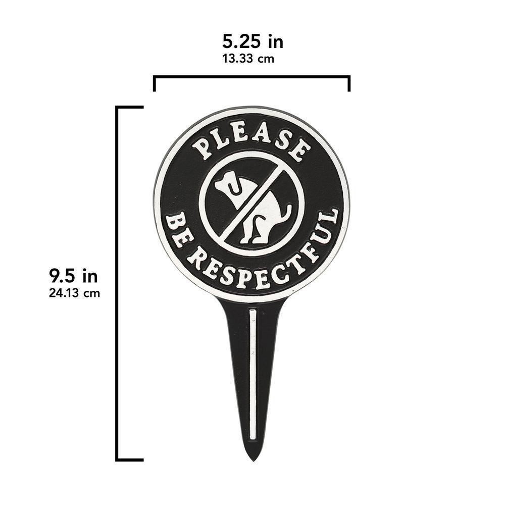 Pet Owner Courtesy Small Round Please Be Respectful No Poop Dog Cast Aluminum Yard Sign - Hercitys