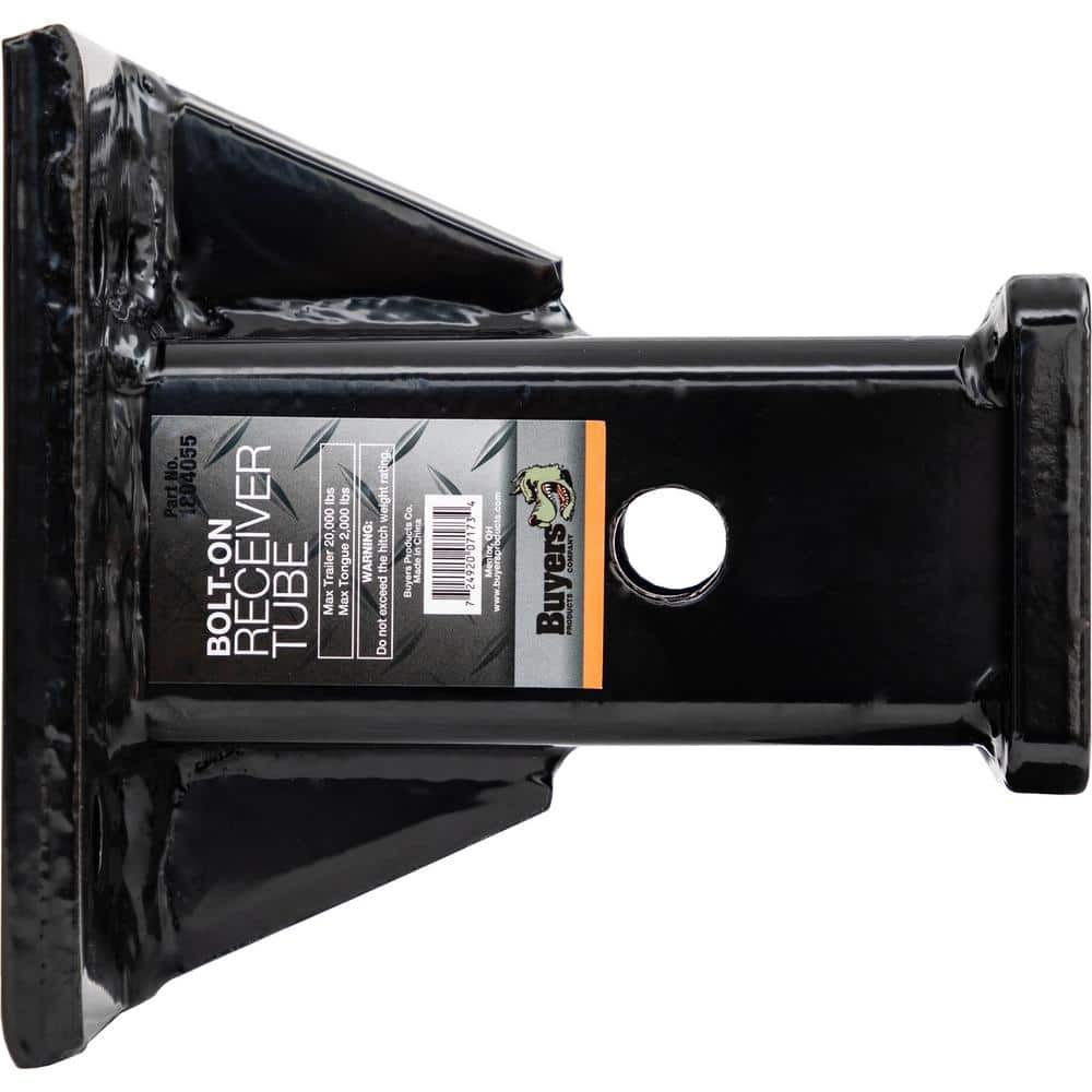 Black Receiver Tube 2 in. I.D. x 6 in. L Welded to 1/2 in. Mounting Plate - Hercitys