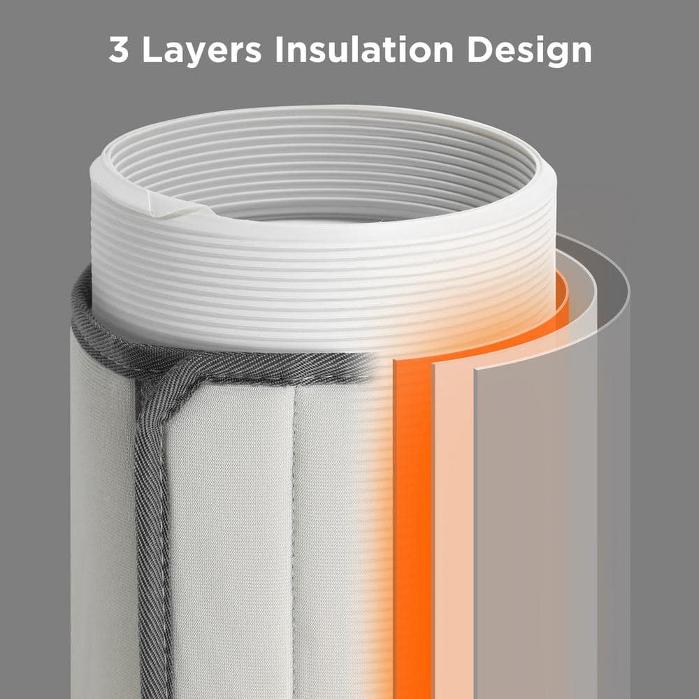 Insulated Exhaust Hose Cover for Portable Air Conditioner, Fits For 5 in. & 5.9 in. Diameter with Adjustable Strips - Hercitys
