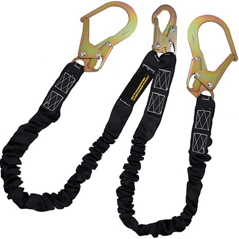 Safety Harness Lanyard Retractable Fall Protection Climbing Tree Strap 6 FT Double Leg Shock Absorbing with Hooks - Hercitys