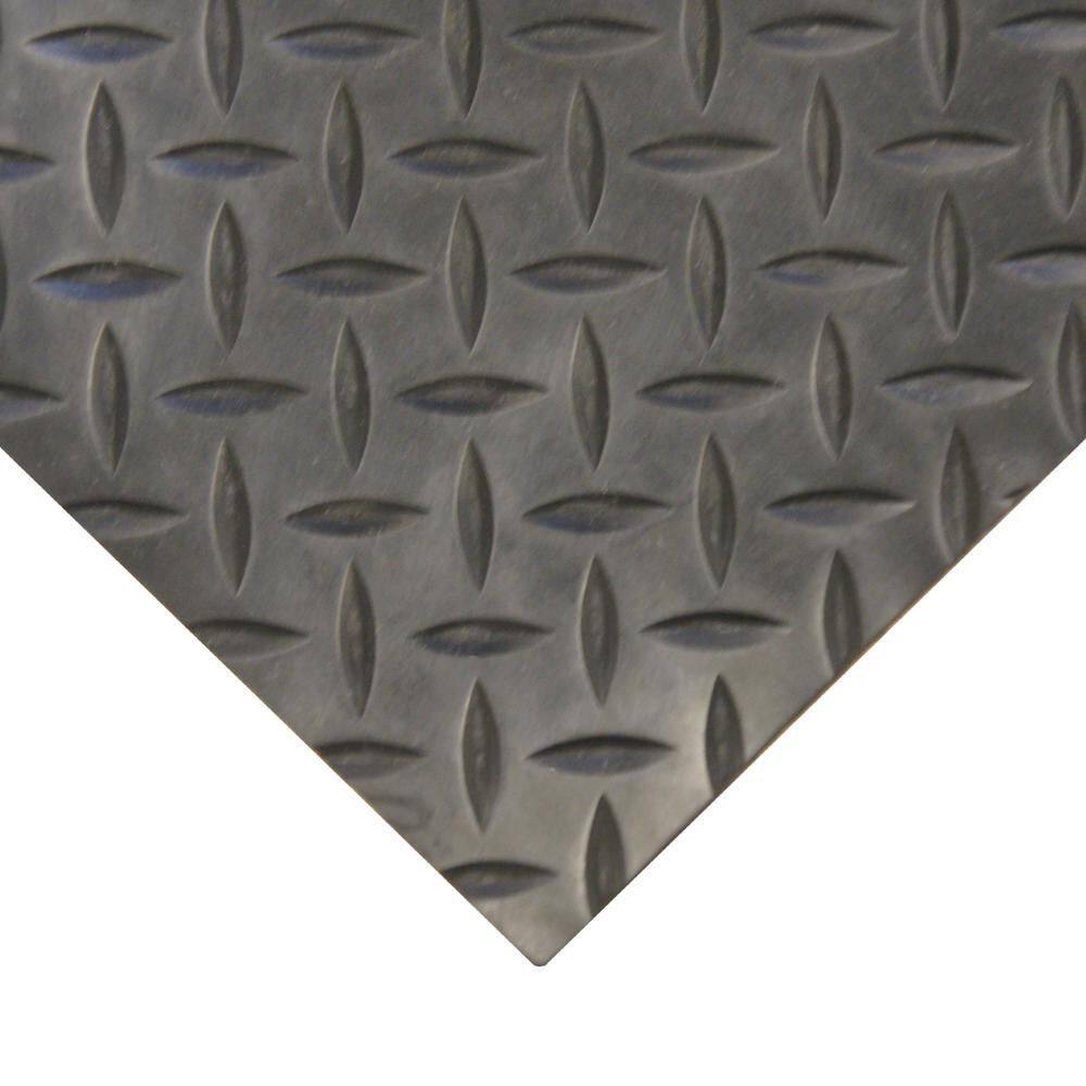 Diamond Plate 4 ft. x 10 ft. Black Rubber Flooring (40 sq. ft.) - Hercitys