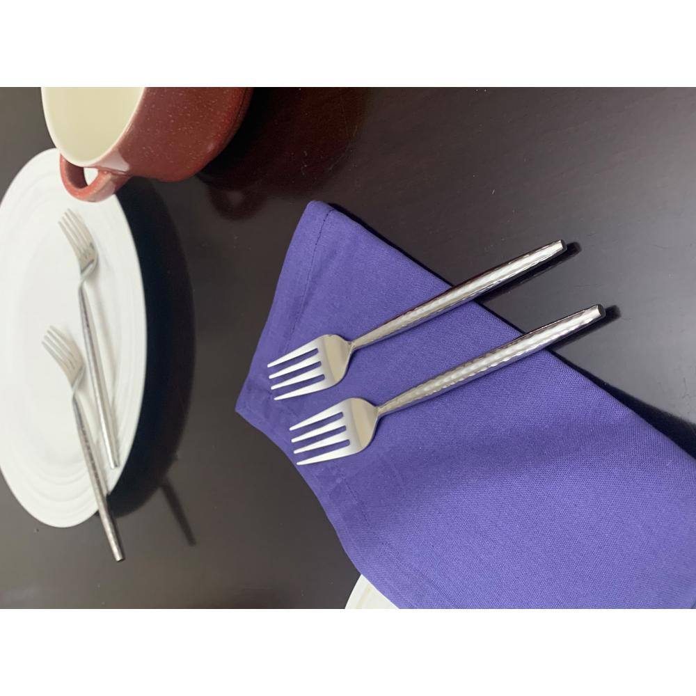 Stainless Steel Salad Appetizer Forks Set of 6-Pieces (Hammered, Silver Glossy) - Hercitys