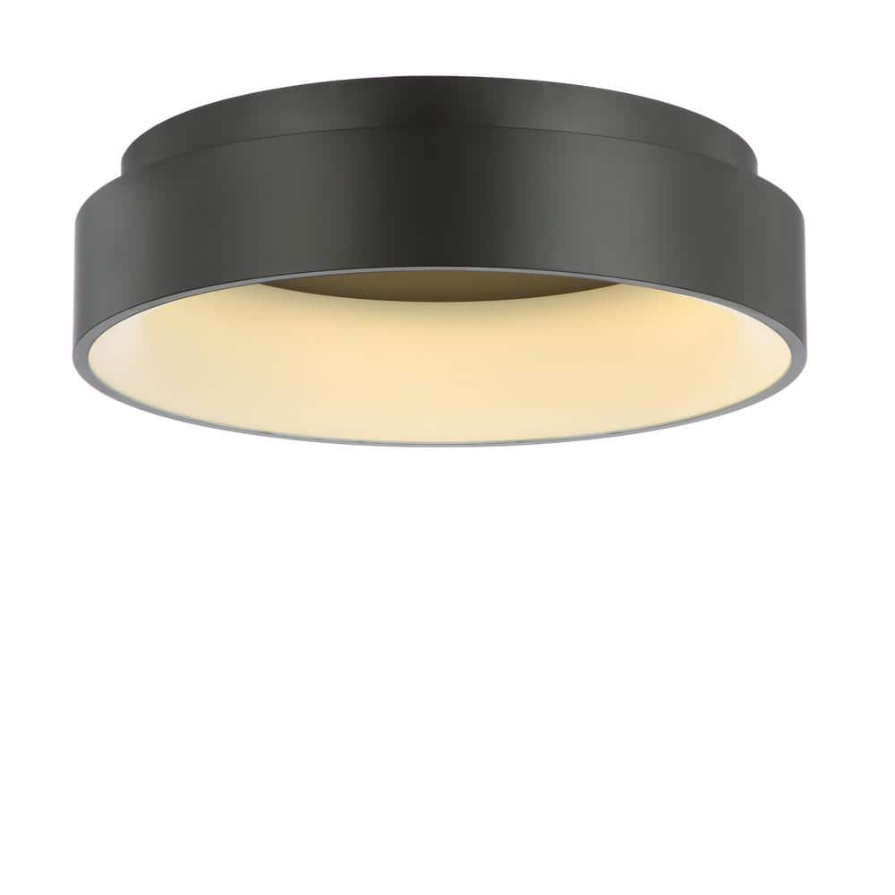 Ring 17.7 in. Black Integrated LED Metal Flush Mount Ceiling Light - Hercitys