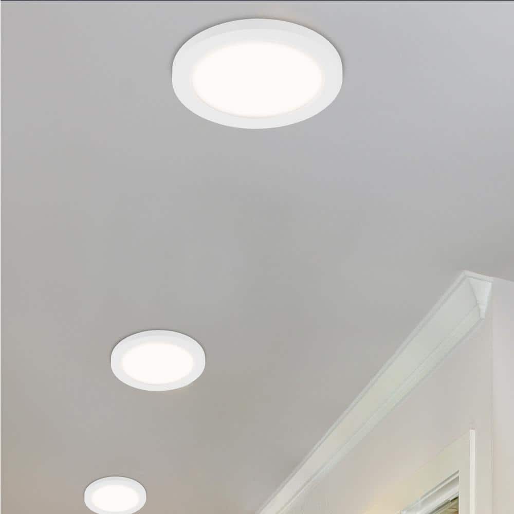 Trago 7 in. White Transitional Integrated LED Flush Mount with White Acrylic Shade - Hercitys