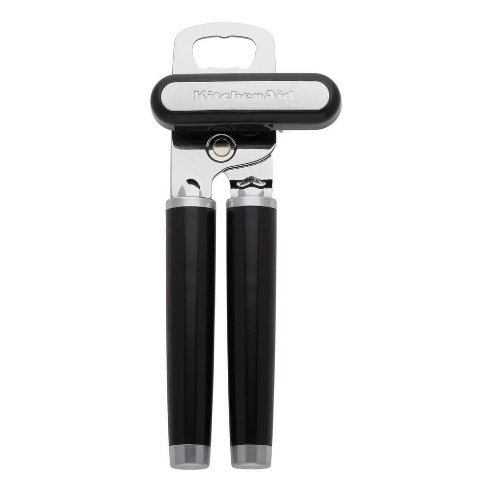 8.34 in. Black Classic Multifunction Can Opener with Bottle Opener and Ergonomic Handles, Stainless Steel - Hercitys