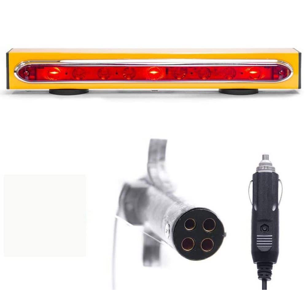 Wireless Trailer Tow Light Bar 19 in. Magnetic Mount, Ultra Bright LED with 4 Pin Round Hitch Transmitter - Hercitys