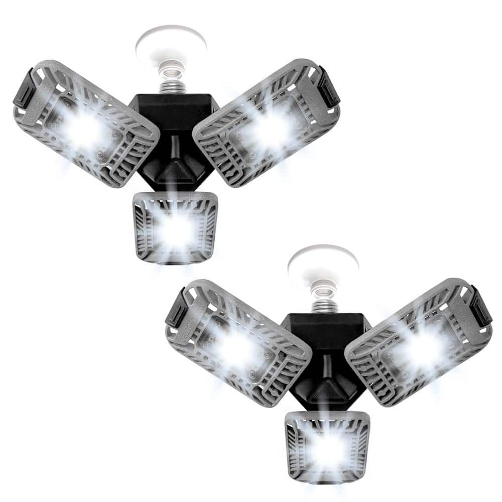TriBurst 10.5 in. 144 High Intensity LED 4000 Lumens Flush Mount Ceiling Light with 3 Adjustable Heads (2-Pack) - Hercitys