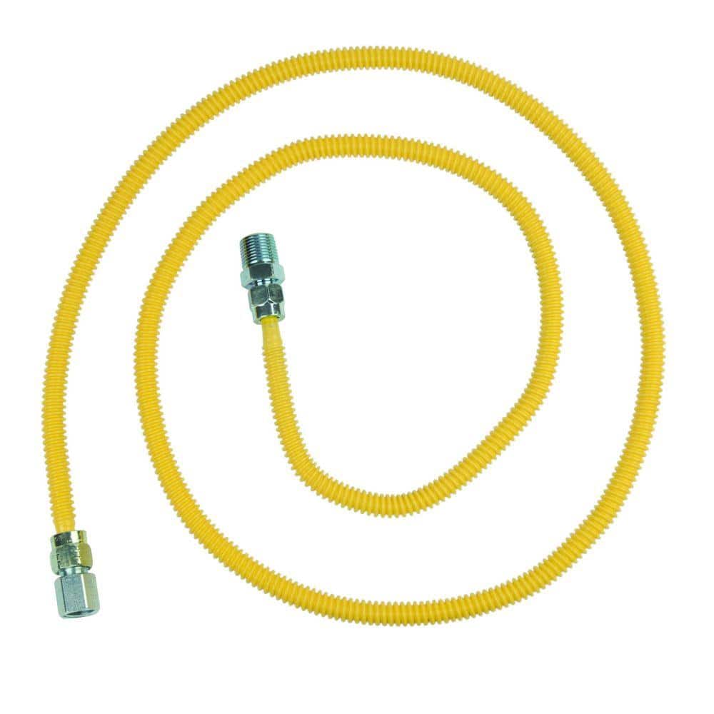 ProCoat 1/2 in. MIP x 3/8 in. FIP x 72 in. Stainless Steel Gas Connector 3/8 in. O.D. (23,100 BTU) - Hercitys