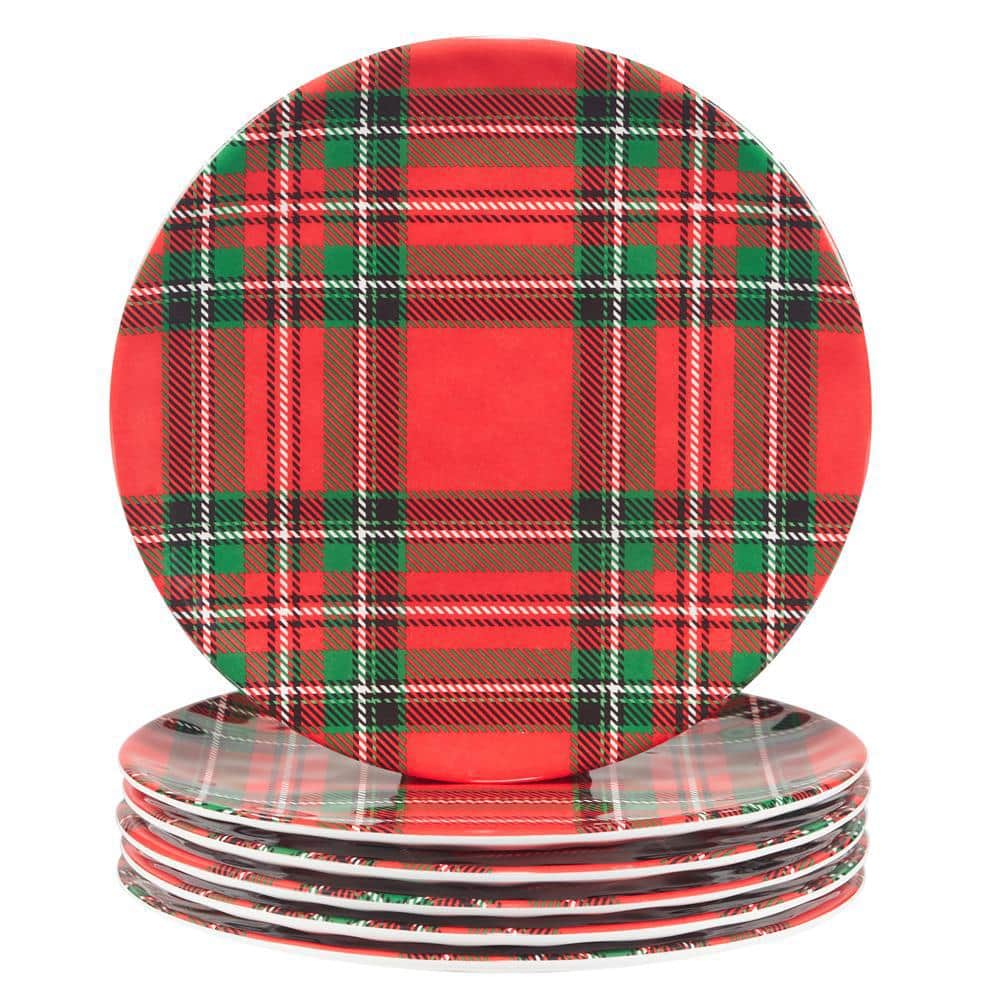 Christmas Plaid Assorted Colors Salad Plate (Set of 6) - Hercitys