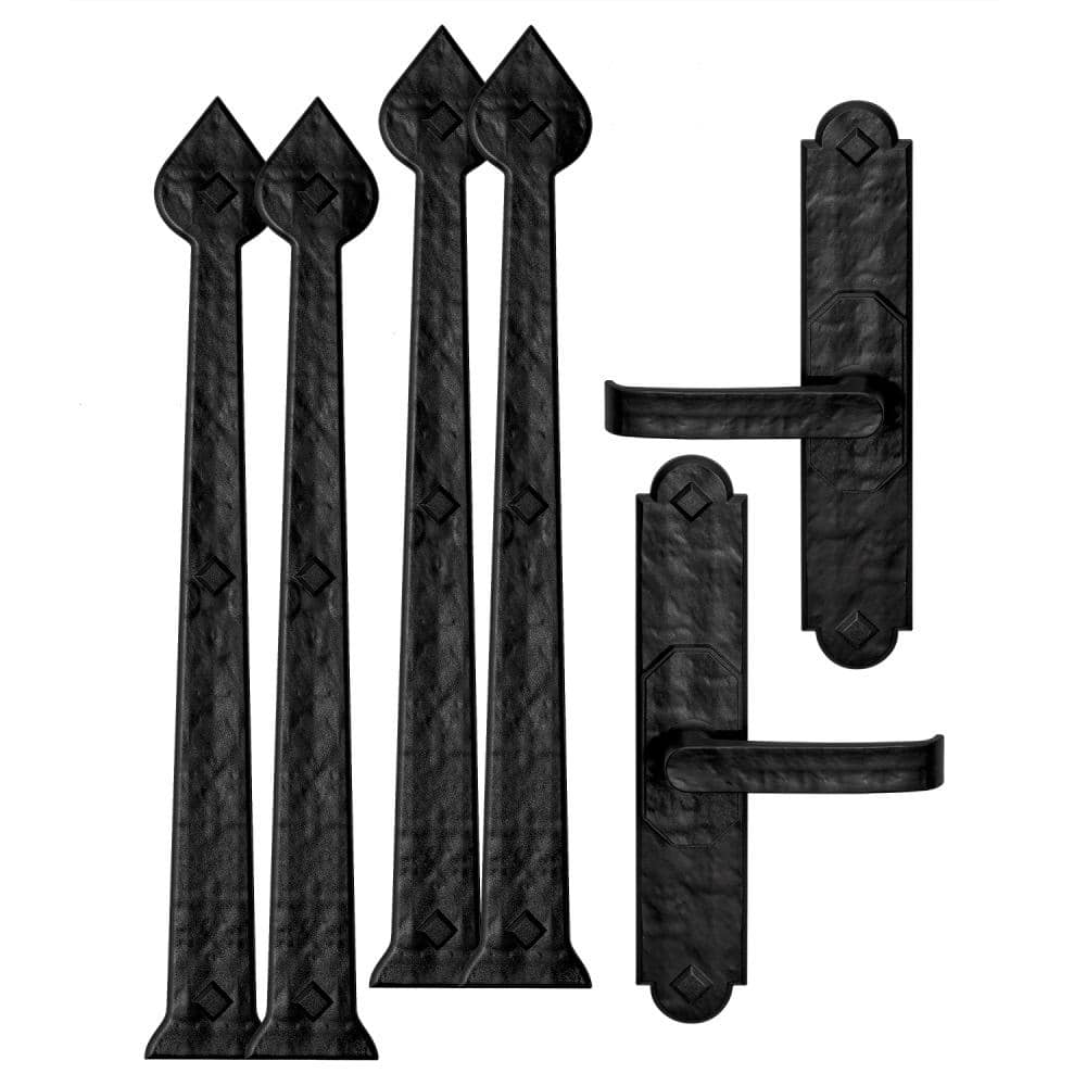 Rustic Aspen 11 in. x 5.5 in. Black Magnetic Garage Door Hardware Set (6-Piece) - Hercitys