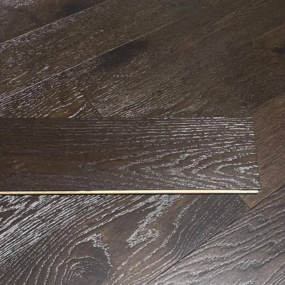 Caramel Oak 3/8 in. T x 6.5 in. W Tongue and Groove Wire Brushed Engineered Hardwood Flooring (31.97 sq.ft./case) - Hercitys