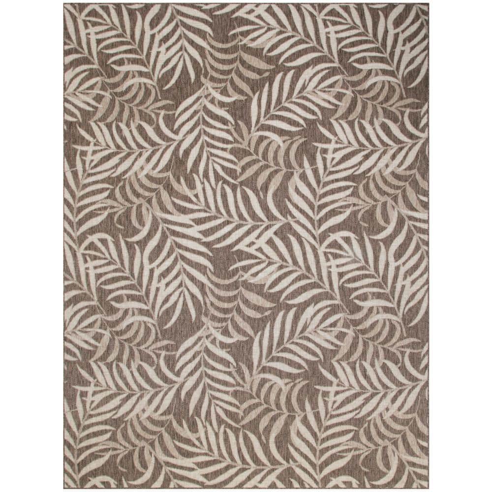 Garden Oasis Mocha 9 ft. x 12 ft. Nature-inspired Contemporary Area Rug - Hercitys