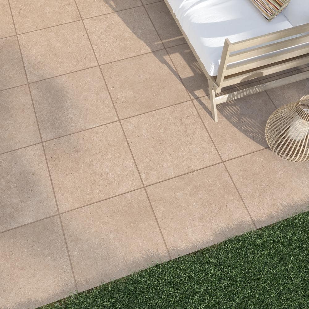 Pietra Limestone Sand 24 in. x 24 in. x 0.75 in. Stone Look Porcelain Paver (Case of 2) - Hercitys