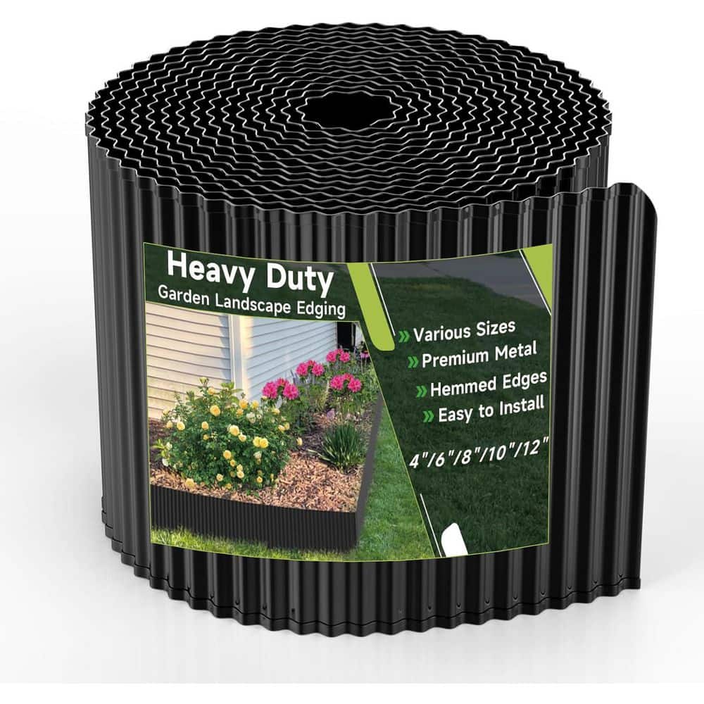6 in. x 40 ft. Galvanized Steel Corrugated Garden Edging, Black - Hercitys