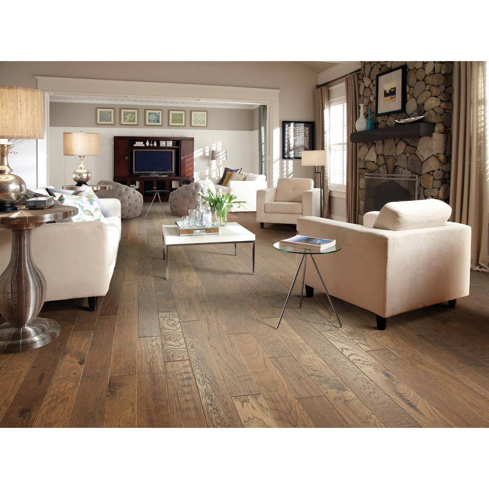 Canyon Bison Hickory 3/8 In. T X 6.3 in. W Tongue and Groove Scraped Engineered Hardwood Flooring (30.48 sq.ft./case) - Hercitys