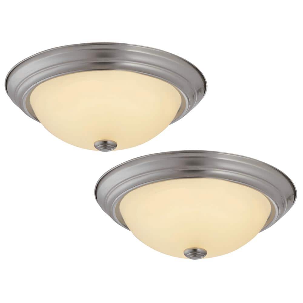 Travis 20-Watt Satin Nickel Integrated LED Flush Mount (2-Pack) - Hercitys