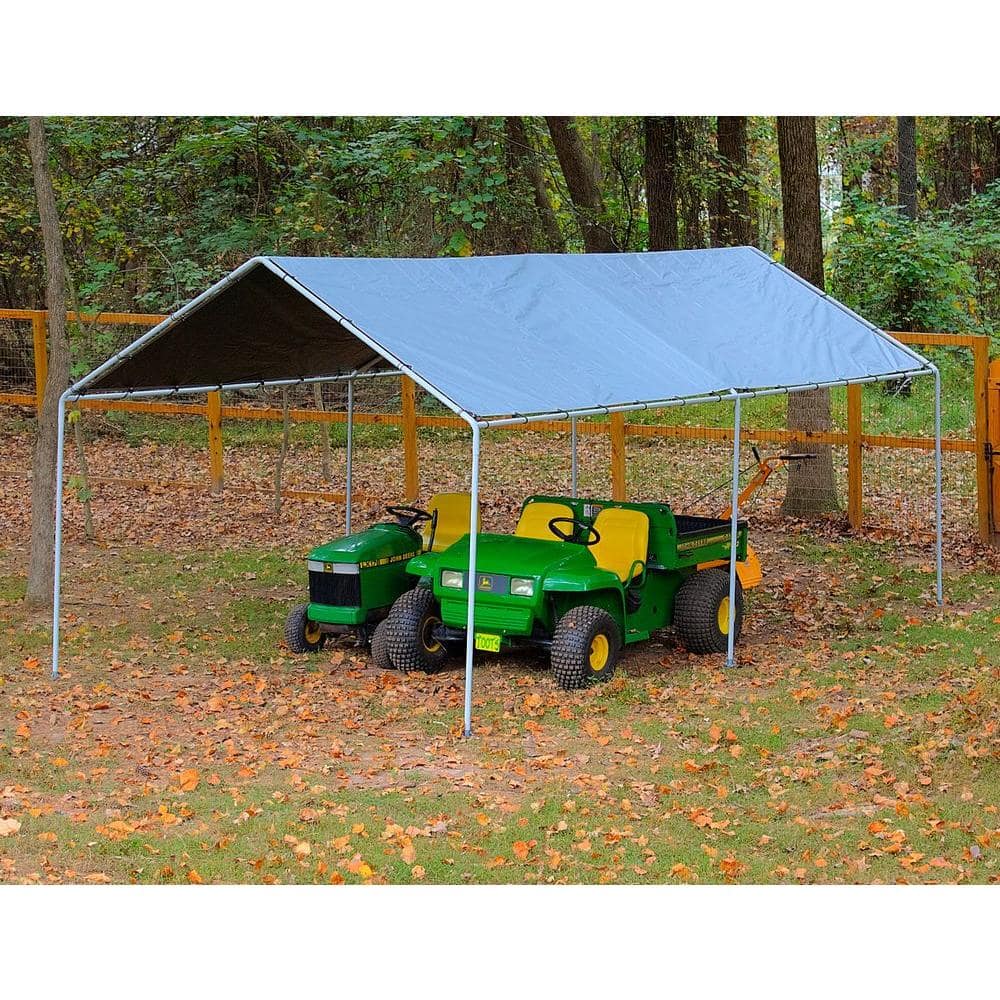 Original 10 ft. by 20 ft., 1 3/8 in. Steel Frame, 6-Leg, Carport, Grey, KMK1PCS - Hercitys