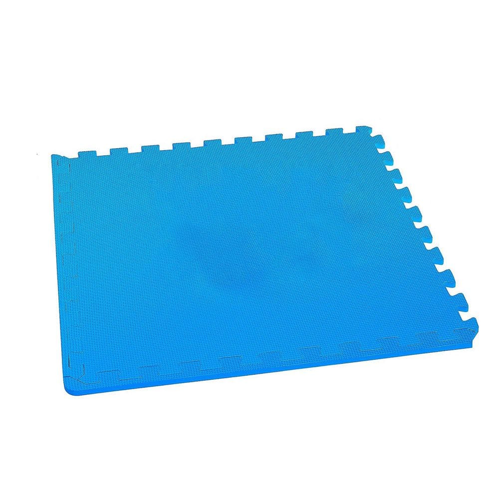 Blue 24 in. W x 24 in. L x 1 in. T EVA Interlocking Foam Gym Flooring Mat (6 Tiles/Pack) (24 sq. ft.) - Hercitys