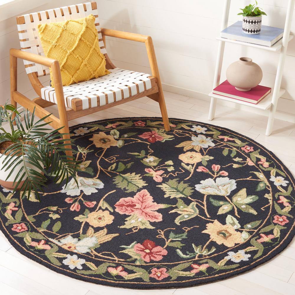 Chelsea Black 5 ft. x 7 ft. Gradient Border Floral Oval Area Rug - Hercitys