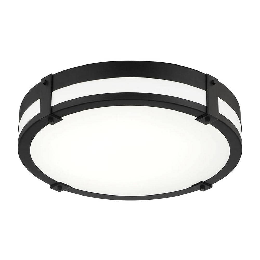 Winslow 18 in. Minimalist Aged Iron Selectable CCT Integrated LED Flush Mount for Kitchens - Hercitys