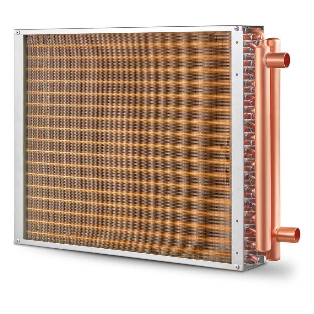 Heat Exchanger Water to Air, 18 in. x 20 in. with 3-Row 3/8 in. Copper Ports, 242 Aluminum Fins Heat Exchanger - Hercitys