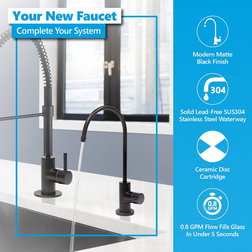 Modern Water Filter Faucet – Stainless Steel Matte Black Faucet – 100% Lead-Free Drinking Water Faucet - Hercitys