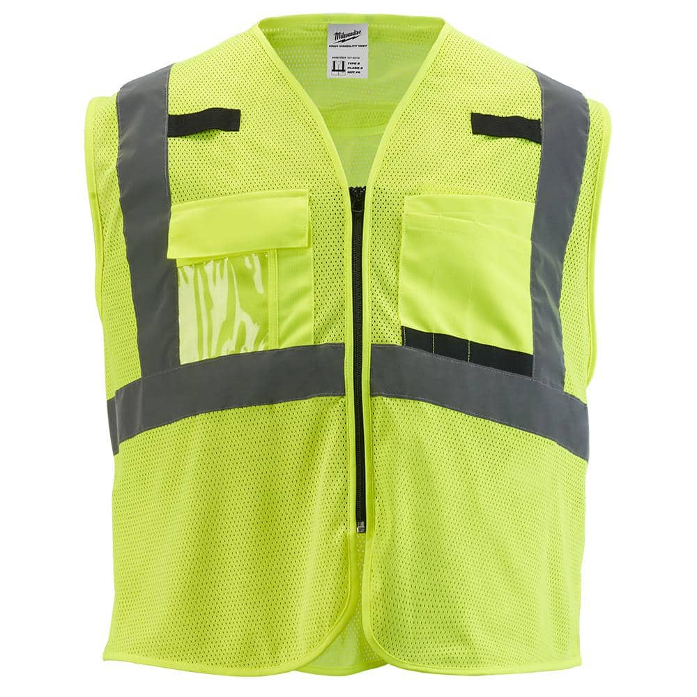 Small/Medium Yellow Class 2 Mesh High Visibility Safety Vest with 9-Pockets - Hercitys