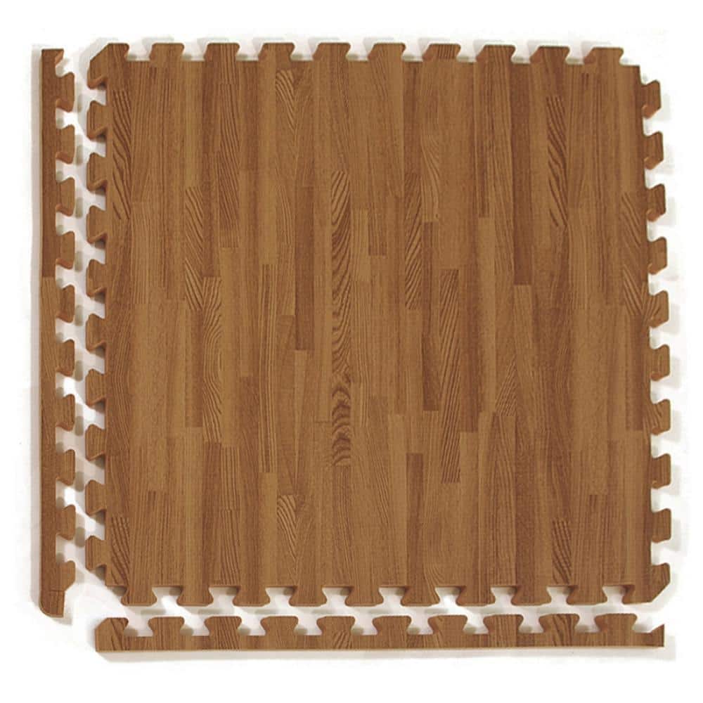 Wood Grain Reversible Dark Wood/Tan 24 in. W x 24 in. L Foam Interlocking Floor Tile (58.12 sq. ft.) (Case of 15) - Hercitys