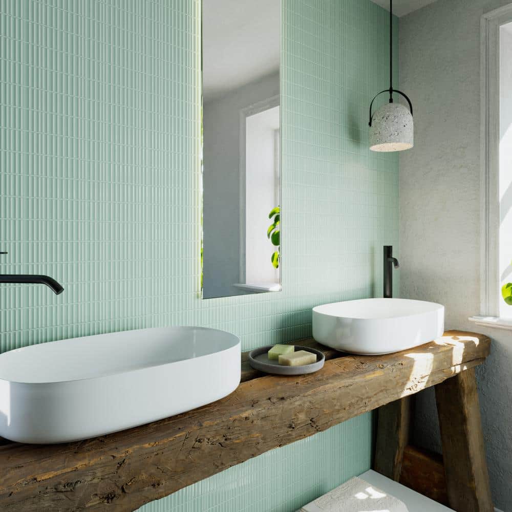 Nova Fern Green Decor 1.97 in. x 11.81 in. Polished Ceramic Subway Wall Tile (5.38 sq. ft./Case) - Hercitys