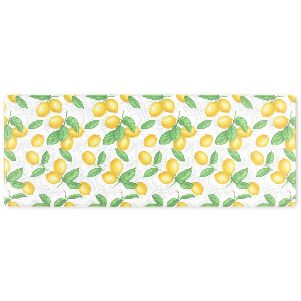 Bloomfield Lots Of Lemons White/Yellow 18 in. x 48 in. Anti-Fatigue Kitchen Mat - Hercitys