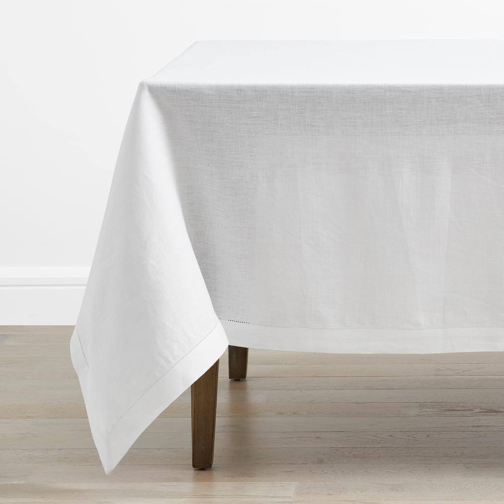 Linen 70 in. X 90 in. Solid White Tablecloth - Hercitys