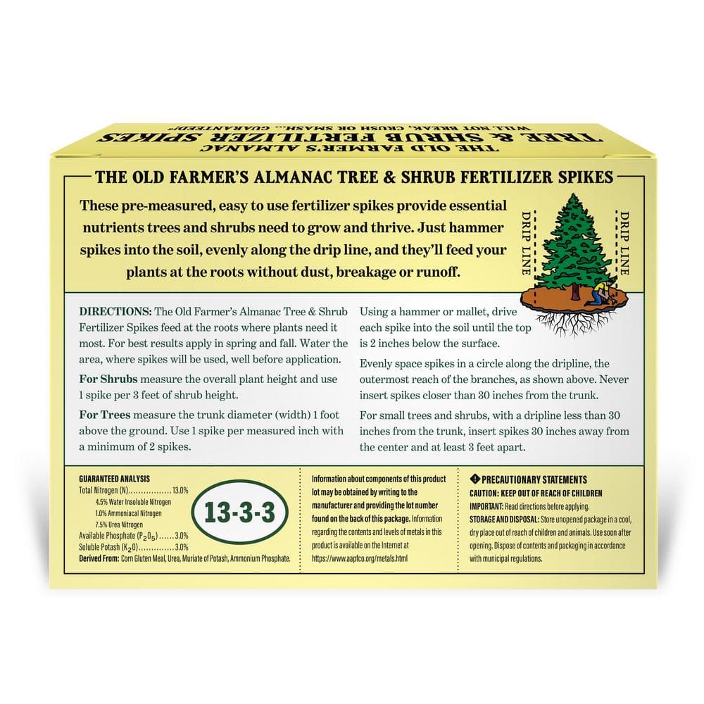 Old Farmer’s Almanac 1.5 lbs. Natural Tree and Shrub Fertilizer Spikes (6-Count TruSpikes) - Hercitys