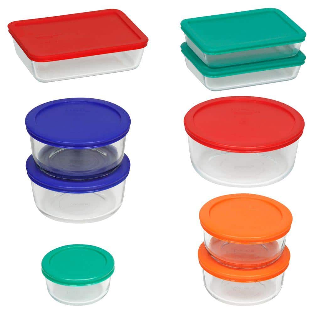 Simply Store 18-Piece Glass Storage Set with Assorted Colored Lids - Hercitys